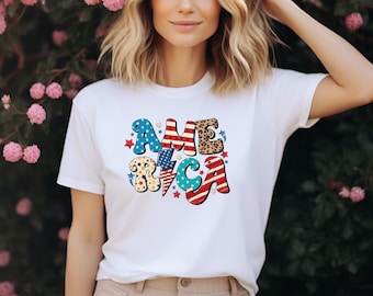 Red White and Blue America Shirt, Fourth of July Shirt Shirt, USA shirt, Women's 4th of July Tee, America 4th of July Shirt