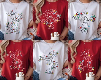 Mickey Lights Shirt, Disney Christmas Lights Shirt, Mickey and Friends Christmas Lights Tee, Disneyland Xmas Family Trip Shirt