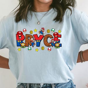 Mario Custom Name Shirt, Mario Characters Shirt, Personalized Super Mario Name T-shirt, Customm Mario Shirt, Matching Family Mario Shirt image 4