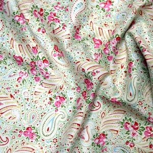 Free Spirit Tanya Whelan Roses Paisley Green Delilah Fabric image 2