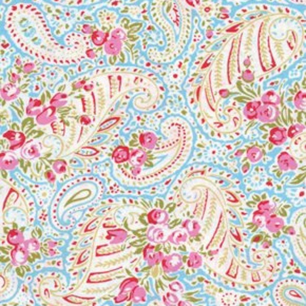 Free Spirit Tanya Whelan Delilah Paisley Fabric Blue Aqua