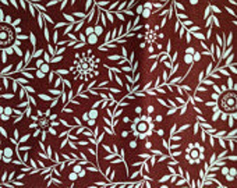 Free Spirit Dena Designs Snow Blossom Flower Fabric Aqua Brown