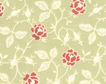 Moda 3 sisters Glace Green Floral Red Fabric