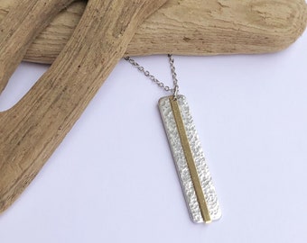 Mixed Metal Necklace, Statment Necklace, Aluminum Necklace, Silver Necklace, Long Necklace, Hammered Metal, Abstract Necklace, Modern, gift