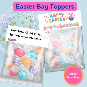 Easter Treat Bag Topper, Printable Easter Egg Bag, Treat Topper Bag, School Lollie Bags, Chocolate Eggs, Easter Season, Easter Bunny Rewards