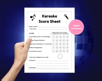 Karaoke Contest Score Sheet, Printable Singing Contest List, Best Singing Voice, Karaoke Event Competition, Scoring Singer’s Performance