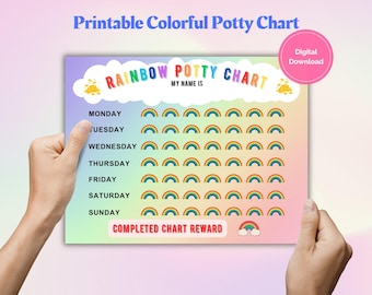 Rainbow Potty Training Chart, Kids Reward Fun Chart, Printable Potty Progress Tracker, Toddler’s Colorful Potty Chart, Toilet Training