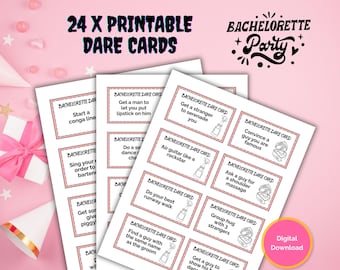 Bachelorette Party Dare Cards, Printable Hen Party Game, Fun Dare Cards, Girls Night Out, Bride To Be Challenge Game, Party Dares