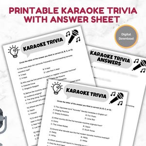 Karaoke Trivia Game, Printable Music Trivia, Multiple Choice Questions And Answers, Karaoke Questions, Karaoke History, Test Your Knowledge