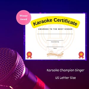 Karaoke Winners Certificate | Printable Singing Award | Best Singing ...