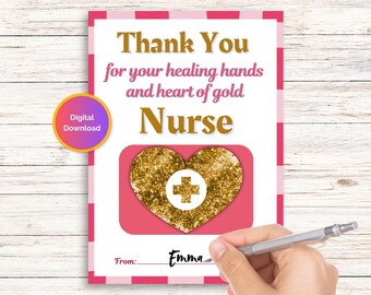 Nurse Appreciation Gift Card Holder, Printable Nurse Gift, Nurse of the Week, Helping Healing Hands, Nurses Week, Nurse Thank You Gift