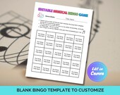 Music Bingo Game Editable, Musical Bingo Template, Printable Music Game, Bingo Event, Let The Music Play, Hosting A Music Bingo Game
