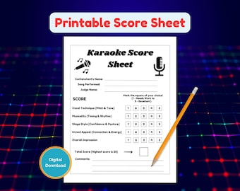 Karaoke Contest Score Sheet, Printable Singing Contest List, Best Singing Voice, Karaoke Event Competition, Performance Scoring Sheet
