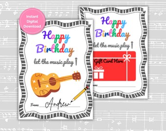 Happy Birthday Music Gift Card Holder, Printable Birthday Gift, Printable Card Holder For Music Lovers, Birthday Gift Celebration