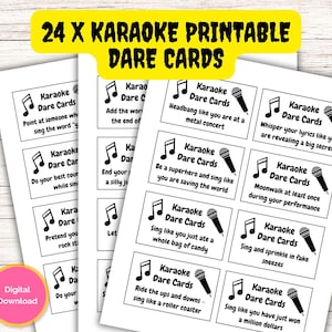 Karaoke Games, Printable Karaoke Dare Cards, Fun Party Game For All Ages, Icebreaker Games, Birthday Karaoke, Work Party Games, Music Theme
