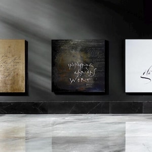 3 Bilder Kalligrafie Giclée Druck /Alpha und Omega/ Glaube / Im Anfang war das Wort / eine tolle Kombination zur Wandgestaltung/ Bibelkunst