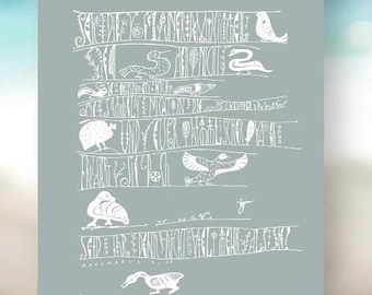 Christelijke muurdecoratie, Zie de vogels, Bijbelvers, in 3 formaten, grote christelijke afbeeldingen, giclée print, Duitse christelijke posters, kalligrafie