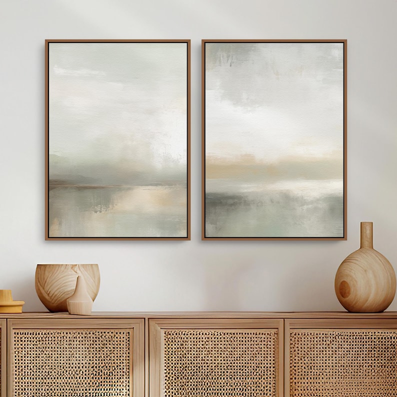 Neutral Abstract Painting Set of 2 Gallery Wall Art Prints, Trending Now Minimalist Downloadable Canvas Wall Art for a Aesthetic Room Decor | Mid Century Modern & Vintage Abstract Digital Wall Art. Ampersnd, AmpersndStudio Instant Download