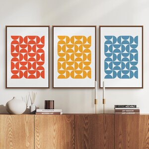Triptych Colorful Bauhaus Print Wall Art, Gallery Wall Set of 3 Downloadable Art Prints for your Mid Century Modern Interior Design or Decor | Mid Century Modern & Vintage Abstract Digital Wall Art Printables. Ampersnd, AmpersndStudio Instant Download