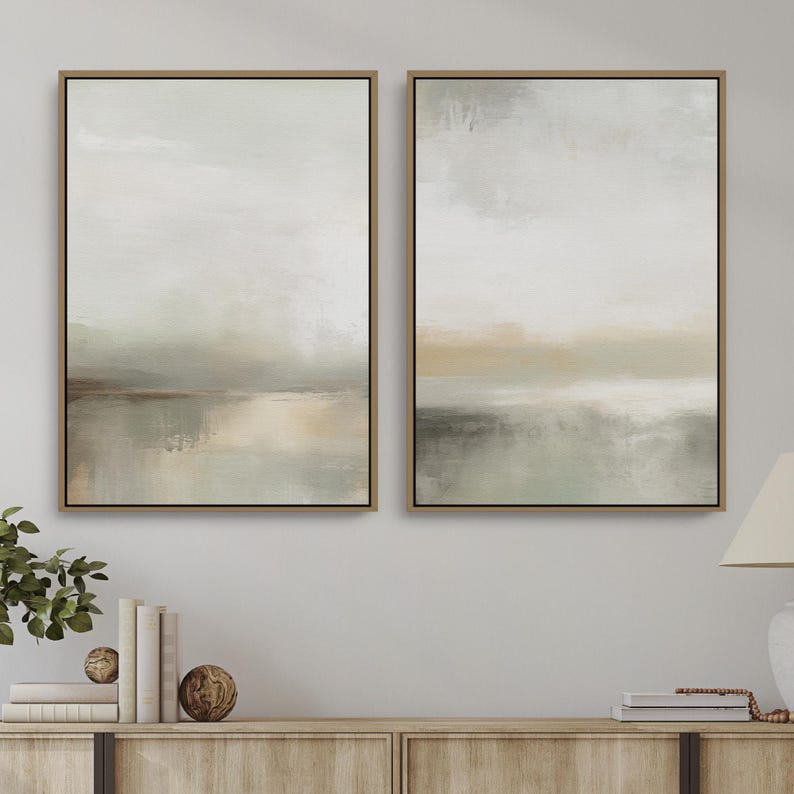 Neutral Abstract Painting Set of 2 Gallery Wall Art Prints, Trending Now Minimalist Downloadable Canvas Wall Art for a Aesthetic Room Decor | Mid Century Modern & Vintage Abstract Digital Wall Art. Ampersnd, AmpersndStudio Instant Download