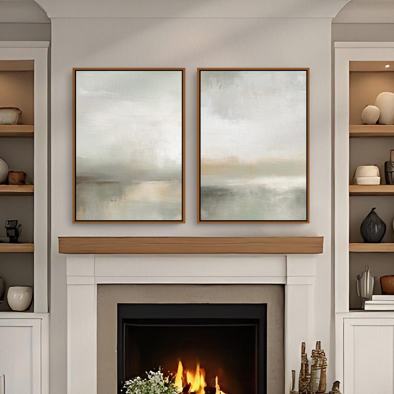 Neutral Abstract Painting Set of 2 Gallery Wall Art Prints, Trending Now Minimalist Downloadable Canvas Wall Art for a Aesthetic Room Decor | Mid Century Modern & Vintage Abstract Digital Wall Art. Ampersnd, AmpersndStudio Instant Download