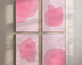 Preppy Abstract Painting Girly Wall Art Set, Trendy Pink Downloadable Gallery Wall Prints for a Preppy Dorm Room or Nursery Decor