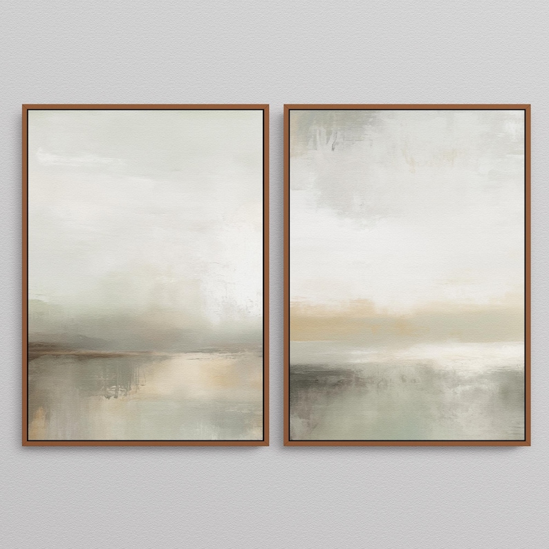 Neutral Abstract Painting Set of 2 Gallery Wall Art Prints, Trending Now Minimalist Downloadable Canvas Wall Art for a Aesthetic Room Decor | Mid Century Modern & Vintage Abstract Digital Wall Art. Ampersnd, AmpersndStudio Instant Download