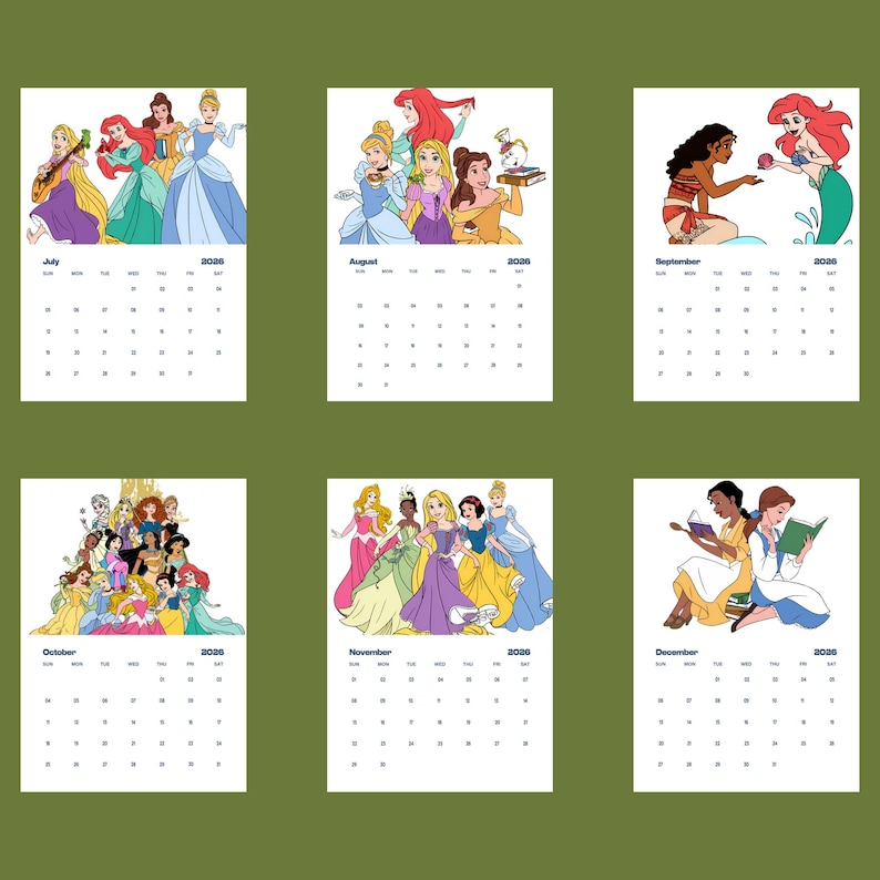 Disney Princesses 2026 Calendar, Disney Lover Gift - Etsy Canada