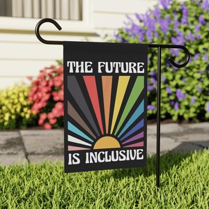 The Future is Inclusive Garden Flag, Rainbow Pride Flag, Trans Rights Flag, LGBTQ Gift, Progress Pride Flag, Social Justice, Gay Pride Flag