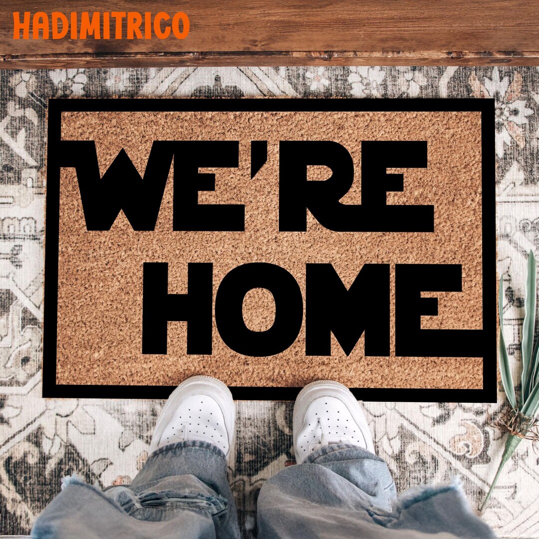 Rehome Sign We’re Home Doormat, Bold Statement Entry Rug for Front Door, Minimalist ...