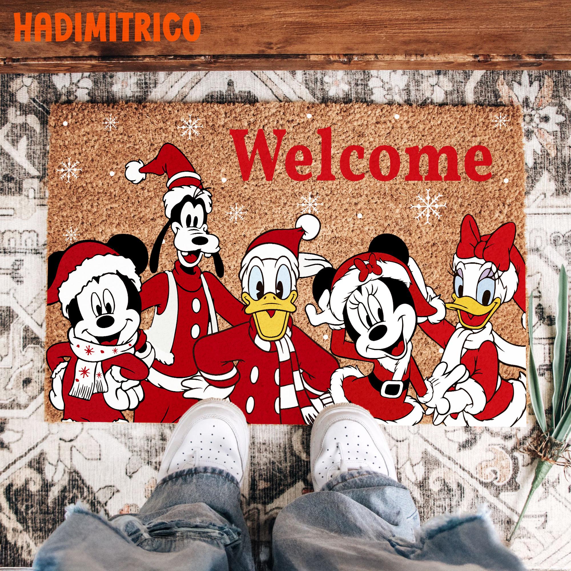 Discover Welcome Mickey & Friends Christmas Doormat, Disney Xmas Lights Welcome Mat