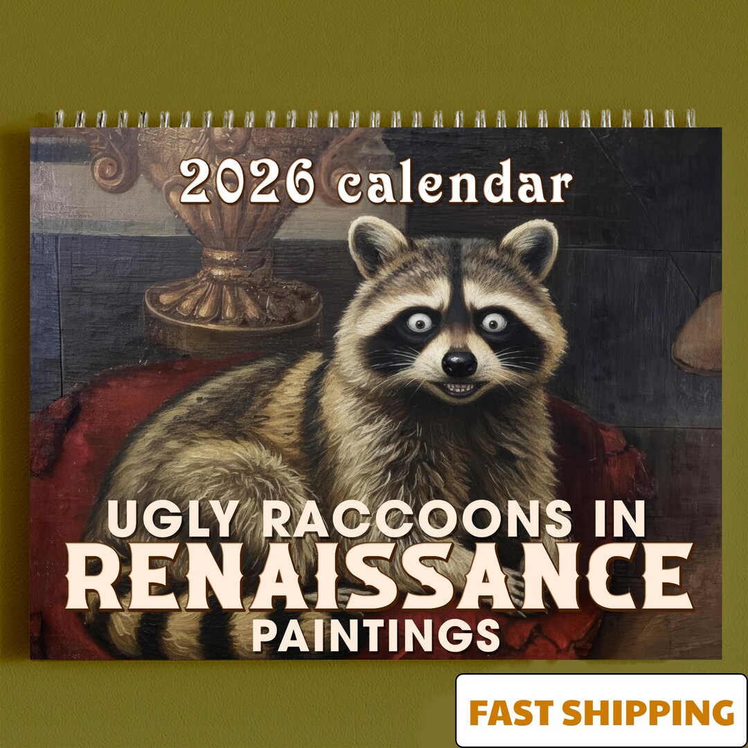 Ugly Raccoon Calendar 2026, Funny Aesthetic Wall Calendar, Ugly Raccoon ...