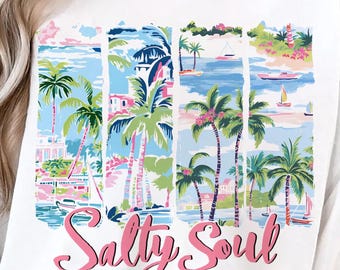 Summer Salty Soul png, Preppy Beach png, Beach vibes Brushstroke Png, Aesthetic Summer png, Trendy Summer Png, Funny Sarcastic png