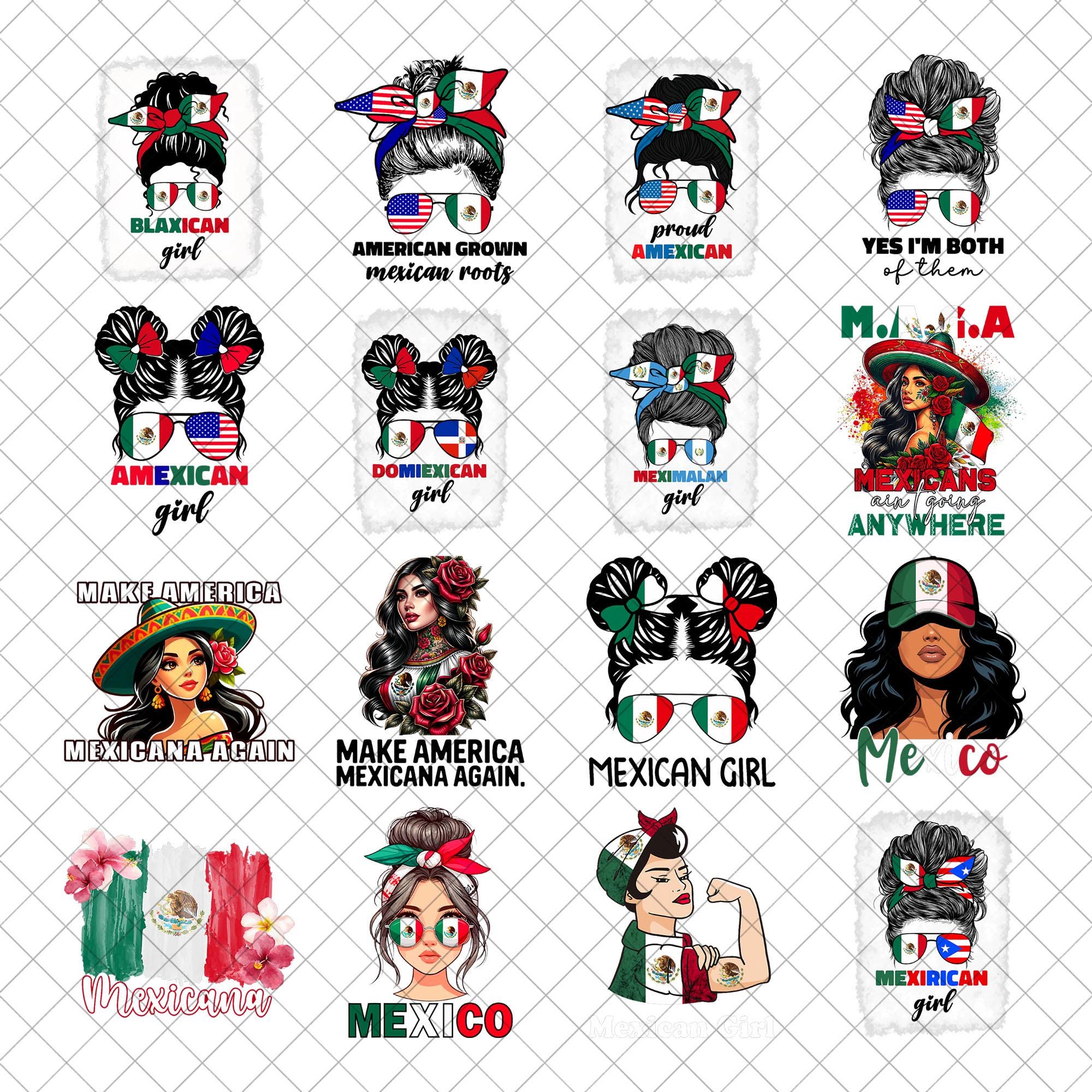 Blaxican Mexicana Girl png-bundel, grappige Latina Pride-sublimatie png, Afro-meisje Amerikaanse Mexicaanse vlag png, Latijns-Amerikaanse erfgoedontwerpen