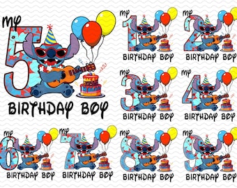 Stitch Birthday Boy Png, Stitch Birthday Bundle PNG, Family Birthday Png, Family Vacation Design, Birthday Gift Png, Magical Kingdom Png