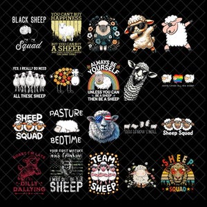 Funny Sheep Png Bundle, Black Sheep Sublimation Design, Farm Animal png, Digital Download for Sheep Lovers & Herd Humor Png