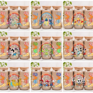 Ostertag Cartoon 16oz Glasbecher Bundle Png, Ostertag Cartoon Häschen 16oz PNG Sublimation, Lio und Stitch Tumbler Png, digitaler Download