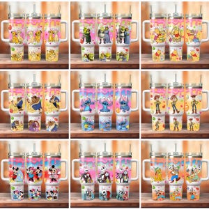 Cartoon Ostertag 40 Unzen Tumbler Bundle Png, Ostertag Zeichentrickfigur 40 Unzen PNG Sublimation, Lio und Stitch Tumbler Png, digitaler Download