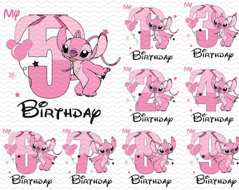 Stitch Angel Birthday Bundle PNG, Birthday Girl Png, Family Birthday Png, Family Vacation Png, Birthday Gift Png, Magical Kingdom File