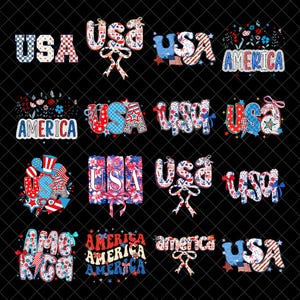 America Png Bundle, America Brushstroke Png, Retro USA Png, 4th of July Bundle Png, Vintage America, Floral America, Preppy America Png