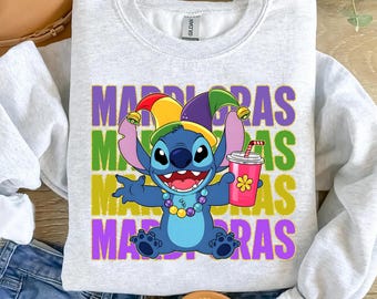 Retro Stitch Mardi Gras Png, Glitter  Mardi Gras Png, Lio and Stitch Mardi Gras png, Sublimation Design, New Orleans Festival Png,
