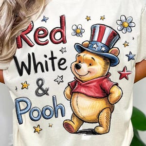 Cartone animato 4 luglio PNG, Orsetto rosso, bianco e Winnie the Pooh PNG, Boho patriottico floreale 4 luglio PNG, America retrò PNG, Carino americano Winnie the Pooh PNG
