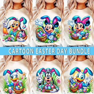 Cartoon Easter Day Bundle Png, Cartoon Easter Day Png, Easter Eggs Colorful Png, Happy Easter Day, Mouse and Friends Bunny Png, Gift for her