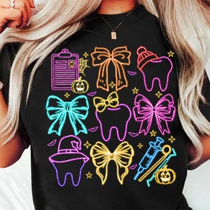 Coquette Halloween png, Dentist Neon png,Dental Assistant Halloween Png, Dental Life Svg,dental png, Teeth halloween, Coquette Neon Trending