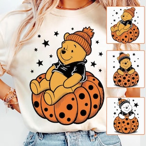 Spooky Ghost Bear And Friends Png, Retro Halloween Spooky Bear Png, Cartoon Halloween Png, Trendy Cartoon Witch Honey Bear, Sublimation File