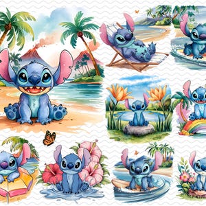 16+ Stitch Splash and Watercolor Bundle Png, Stitch Digital Design Png Files for Sublimatio, Lio and Stitch Clipart Png, Family Vacation Png