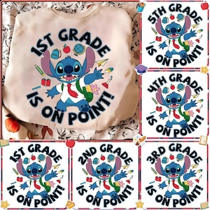 Stitch is on Point Back to School Png Bundle,Cartoon First Day Of School Design, Pre-K To 5th Grade, Stitch Pastel Png, Cute Stitch PNG