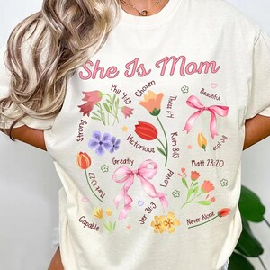 She is Mom Coquette Png, Wildflower Mama Png, Boho Floral Mama Png, Christian Mama Png, Mom Png, Mother’s Day Gift Png, Bible Verses Png