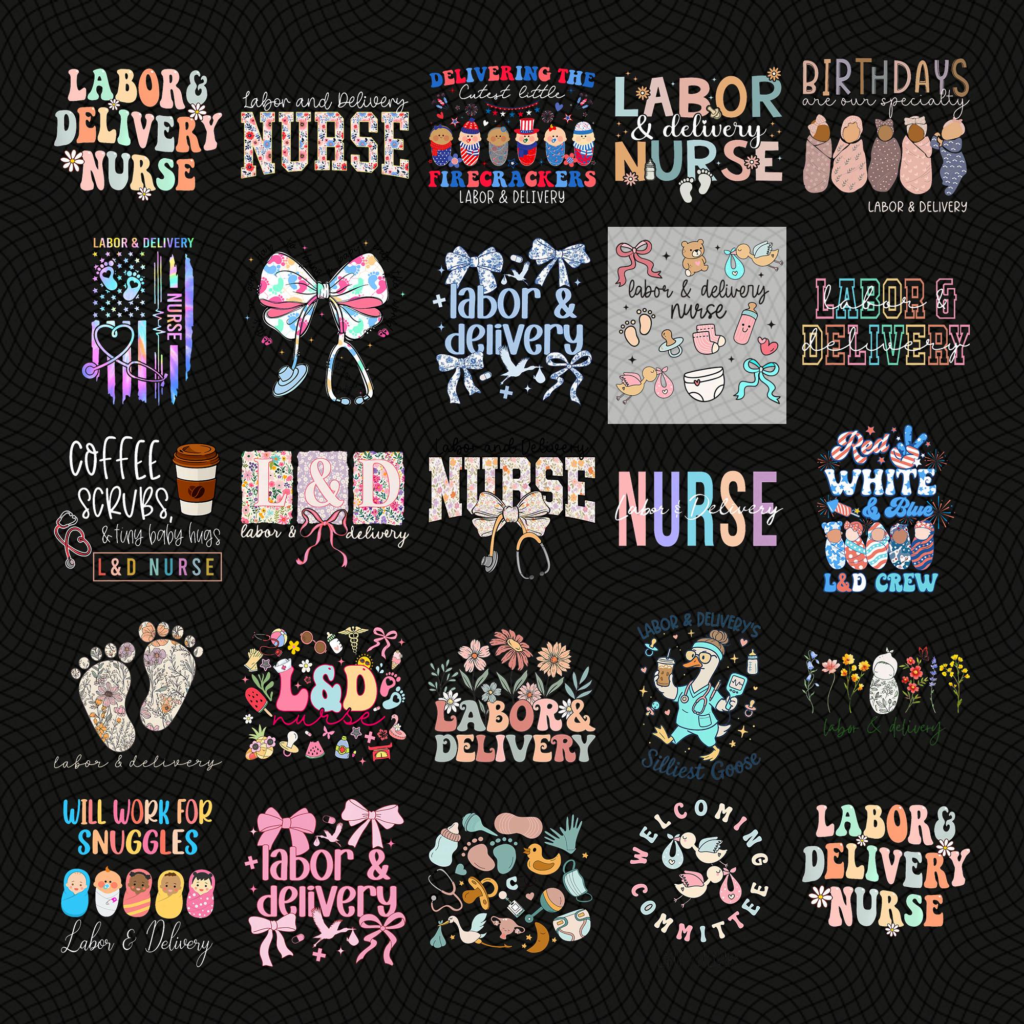Labor and Delivery Nurse PNG Bundle, L&D Crew Sublimation Design, Funny OB Nurse Shirt PNG, Baby Feet Coffee Quote Digital Download