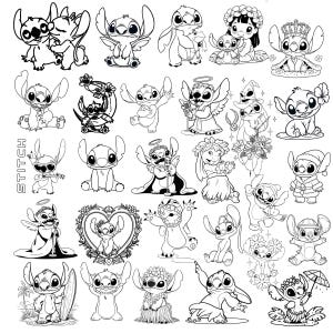Stitch Minimalist PNG Bundle, Cute Stitch Png, Stitch Familie Ohana svg, Stitch Ohana svg, digitaler Download, Sublimationsdesign